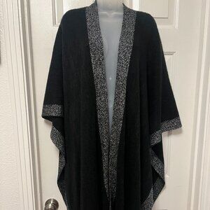 Black & Silvery Shimmery Open Sweater w/ Fringe